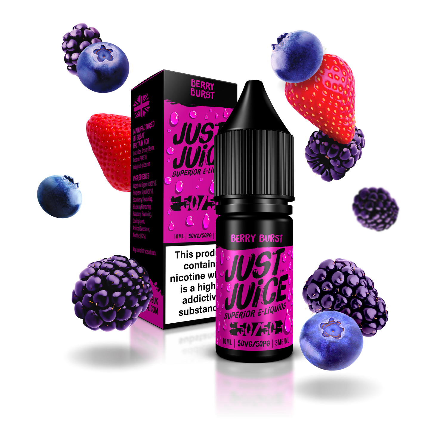 Just Juice 50:50 | BERRY BURST | 10ml Single | Various Nicotine Strengths - IFANCYONE WHOLESALE