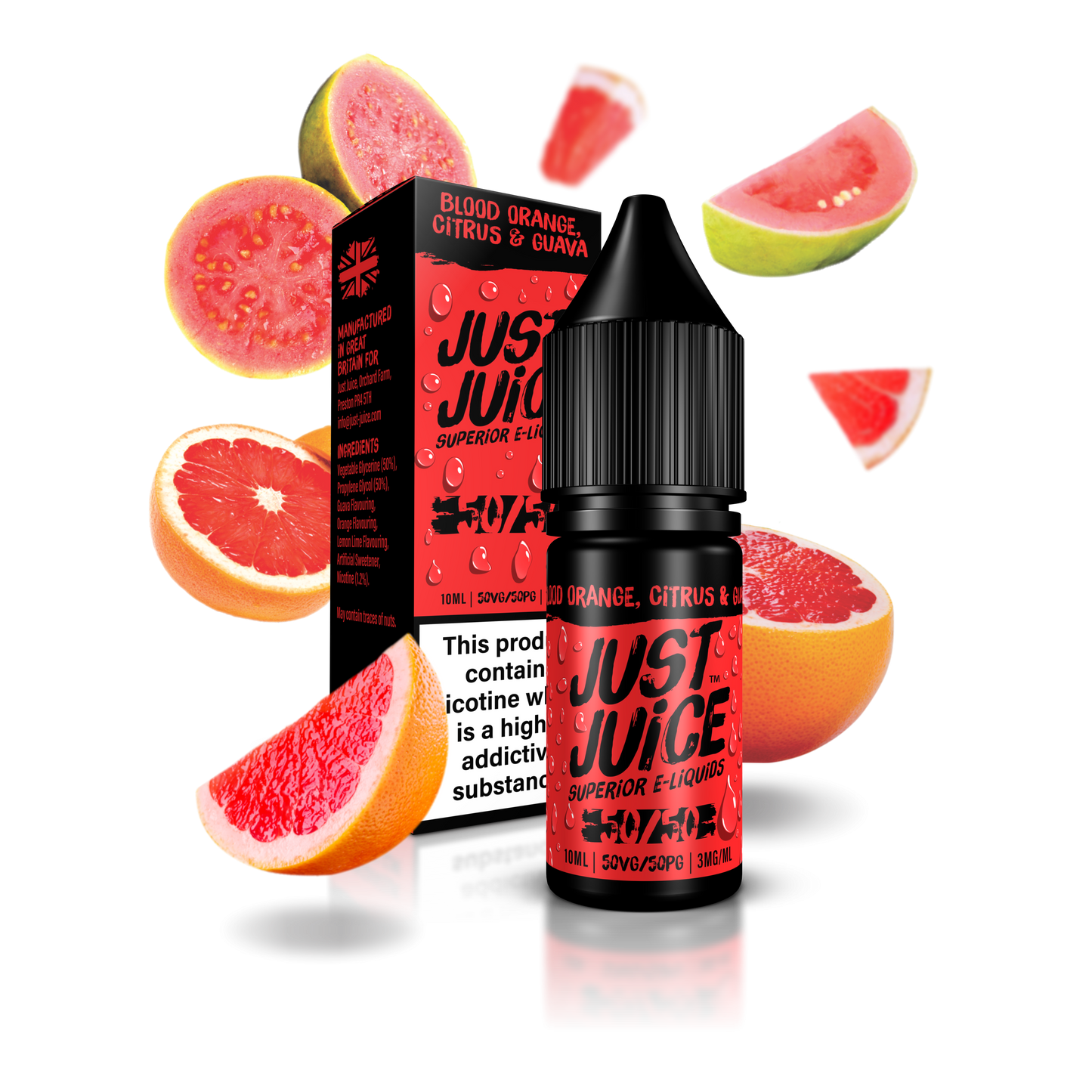 Just Juice 50:50 | BLOOD ORANGE CITRUS & GUAVA | 10ml Single | Various Nicotine Strengths - IFANCYONE WHOLESALE