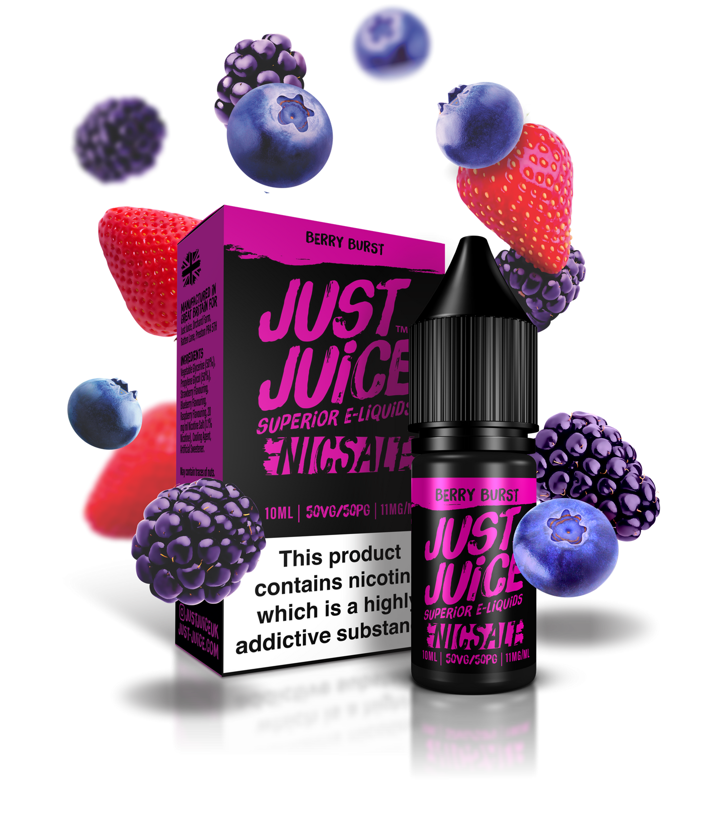 Just Juice Nic Salts | Berry Burst | 10ml Single | 5mg / 11mg / 20mg Nicotine Salt