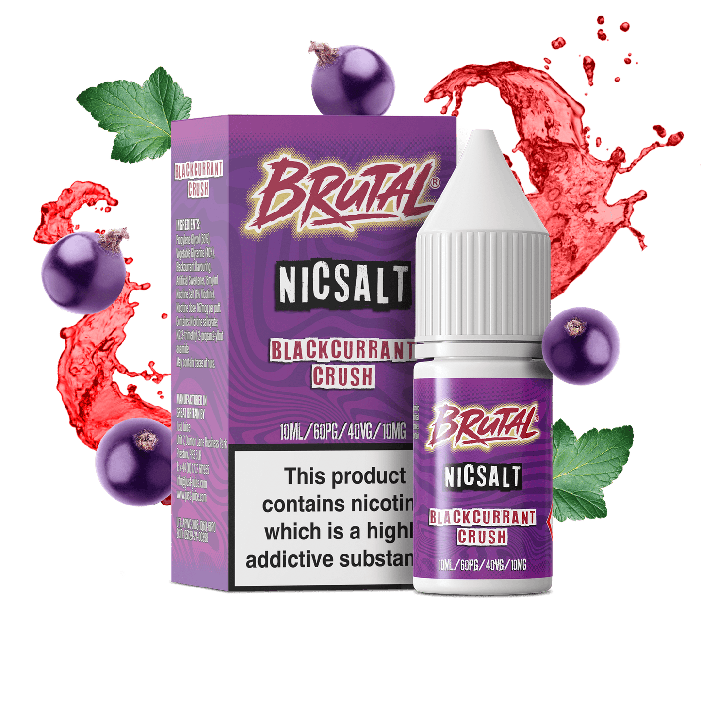 Just Juice | BRUTAL Drinks Series Nicotine Salts | BLACKCURRANT CRUSH | 10ml | 10mg / 20mg