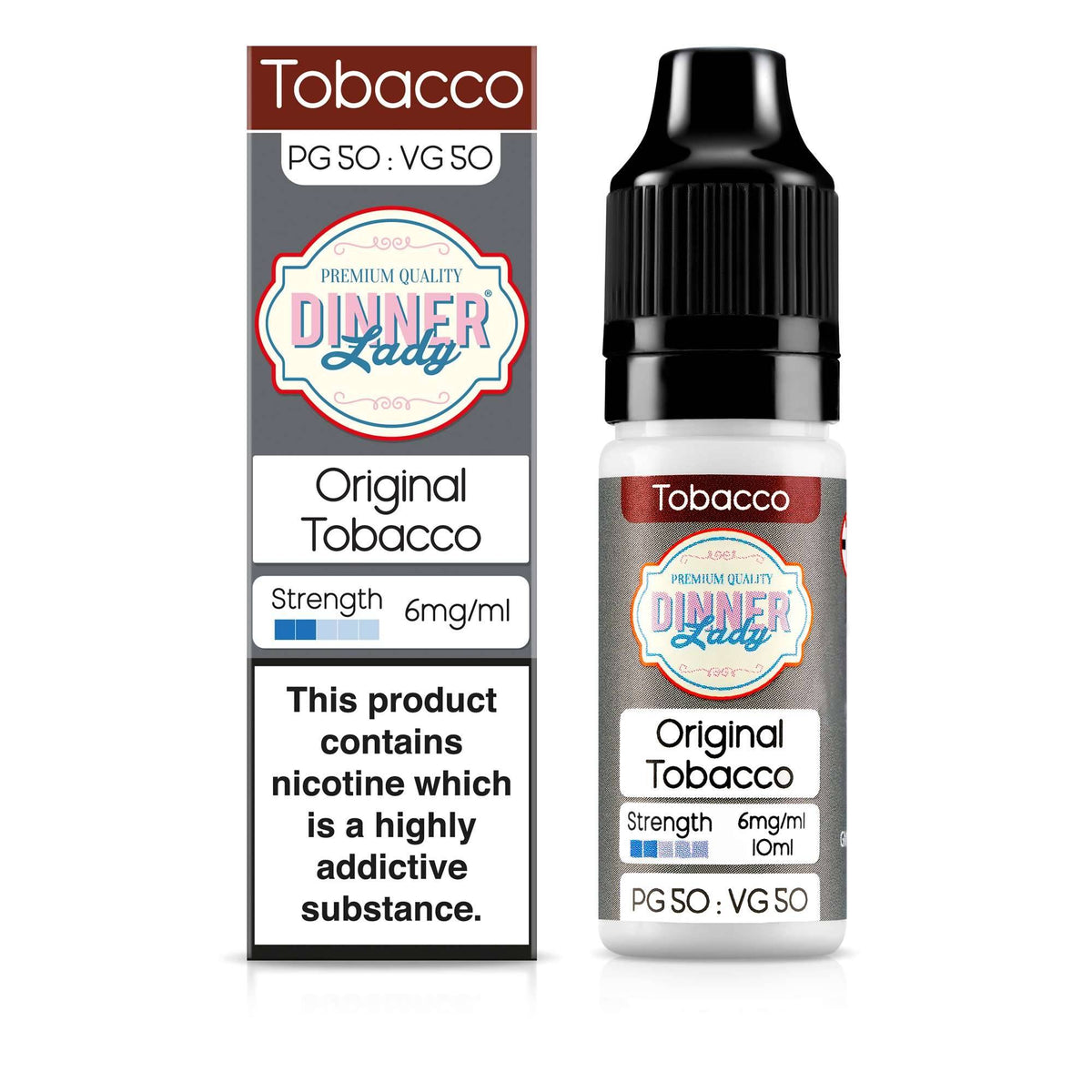 Dinner Lady 50/50 Range | Tobacco | Original Tobacco | 10ml Single | Various Nicotine Strengths