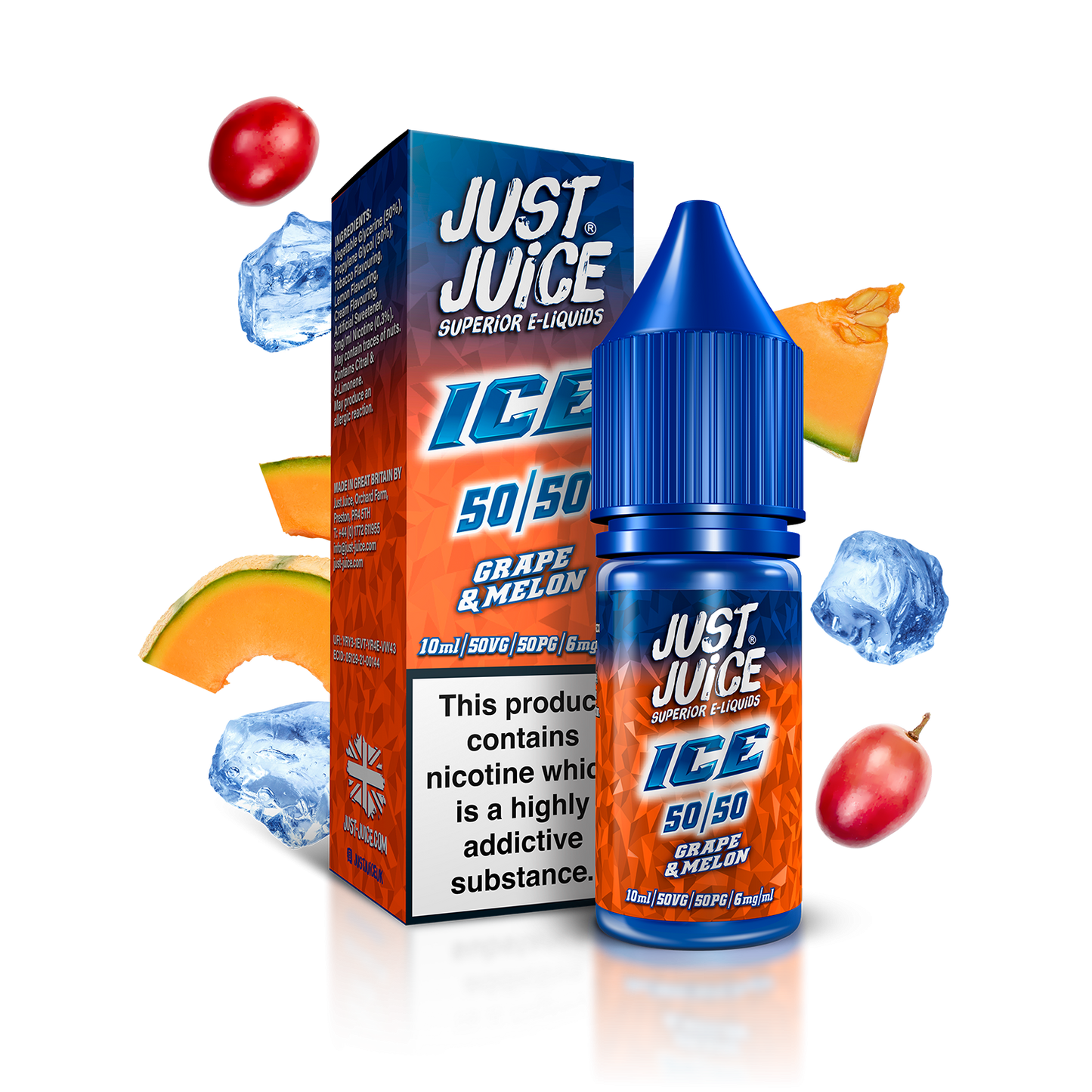 Just Juice ICE 50:50 | Grape & Melon | 10ml Single | Various Nicotine Strengths - IFANCYONE WHOLESALE