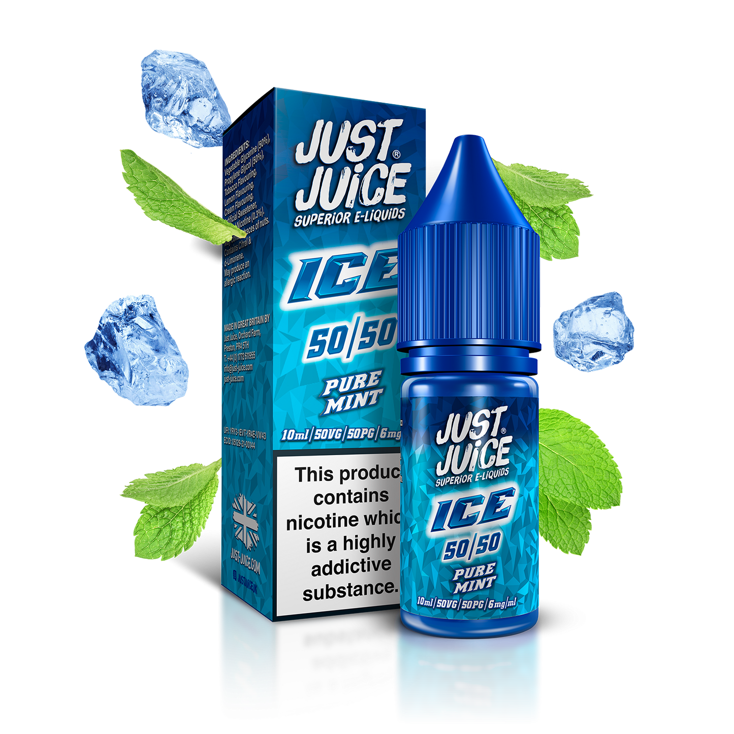 Just Juice ICE 50:50 | Pure Mint | 10ml Single | Various Nicotine Strengths - IFANCYONE WHOLESALE