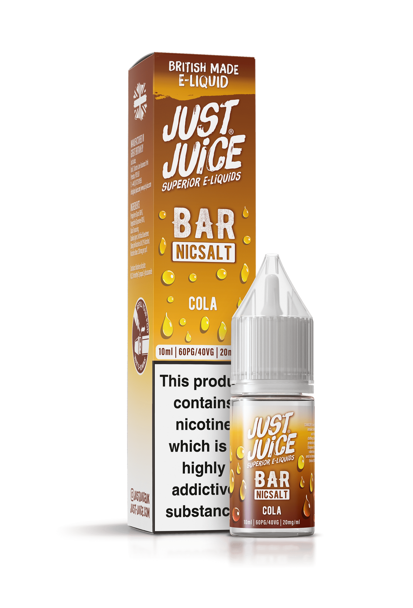 Just Juice Bar Range Nicotine Salts | 10ml Disposable Flavours | COLA | 5mg / 10mg / 20mg Nic Salt - IFANCYONE WHOLESALE