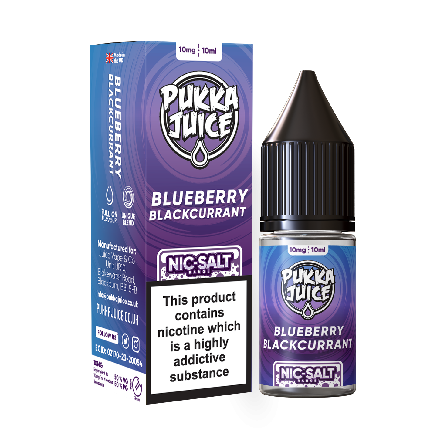 Pukka Juice Nicotine Salts | BLUEBERRY BLACKCURRANT | 10ml | 10mg / 20mg Nic Salt - IFANCYONE WHOLESALE