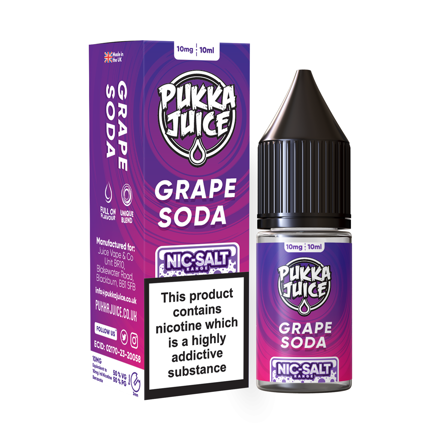 Pukka Juice Nicotine Salts | GRAPE SODA | 10ml | 10mg / 20mg Nic Salt - IFANCYONE WHOLESALE