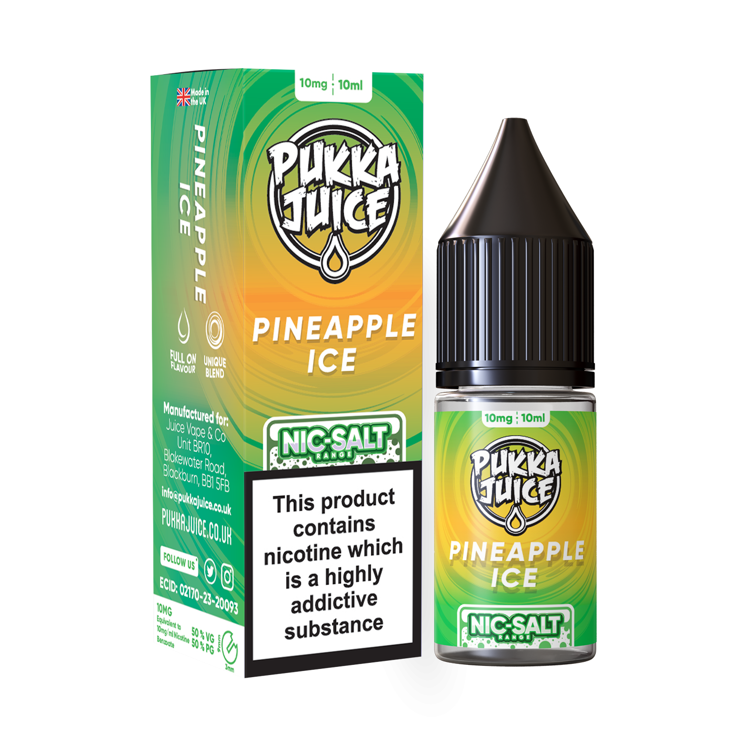 Pukka Juice Nicotine Salts | PINEAPPLE ICE | 10ml | 10mg / 20mg Nic Salt - IFANCYONE WHOLESALE