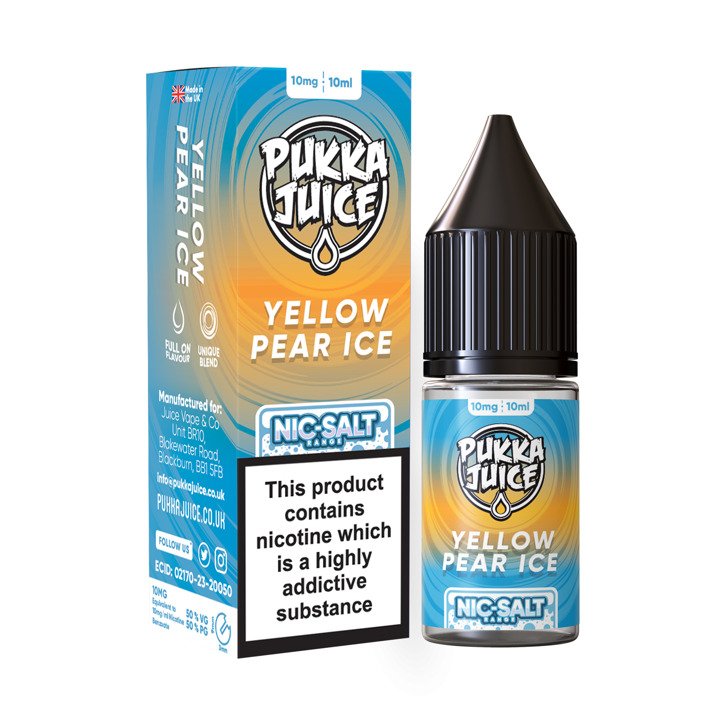 Pukka Juice Nicotine Salts | YELLOW PEAR ICE | 10ml | 10mg / 20mg Nic Salt - IFANCYONE WHOLESALE