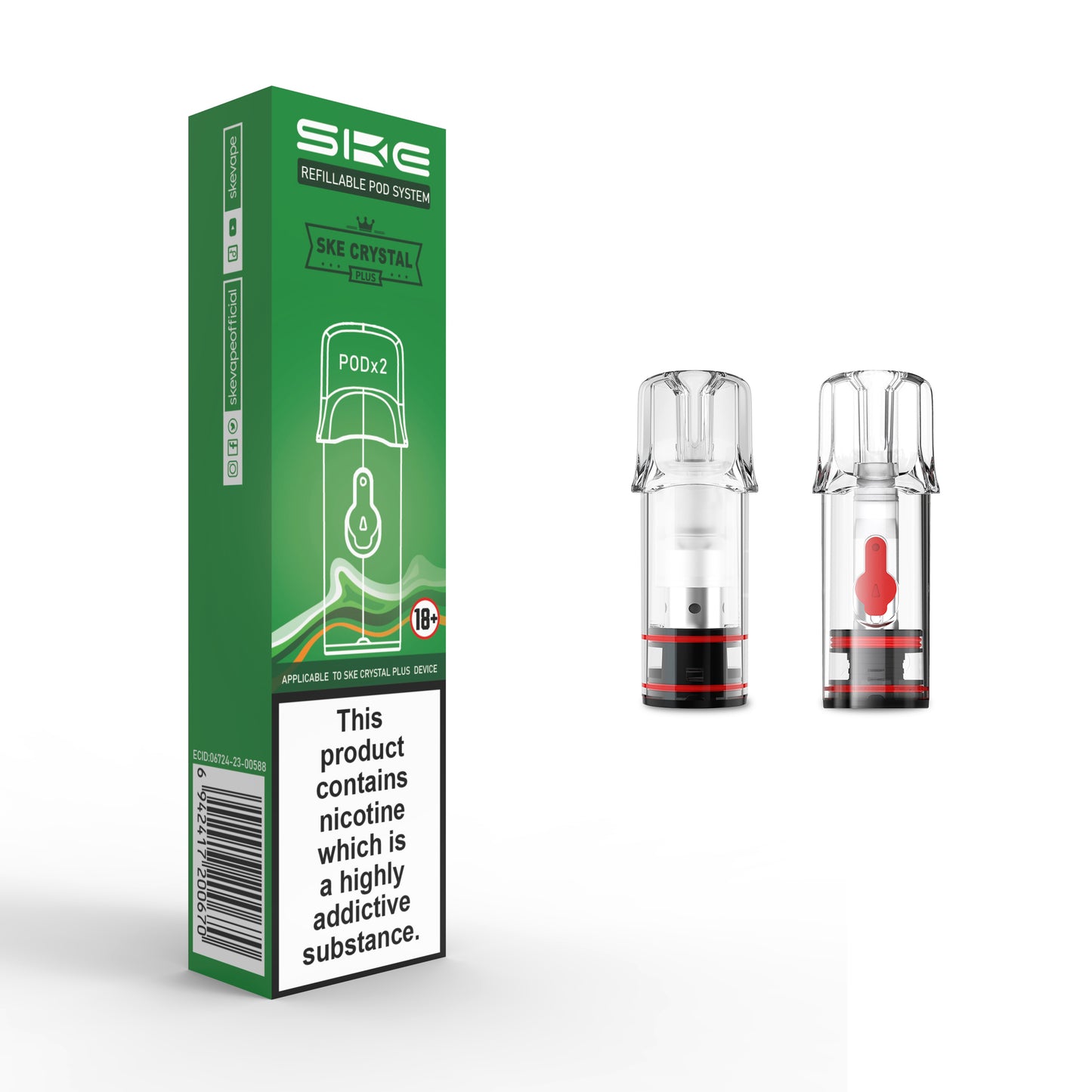 SKE | Crystal PLUS Replacement 2ml Mesh Flavour Pods | Pack of 2 | 20mg