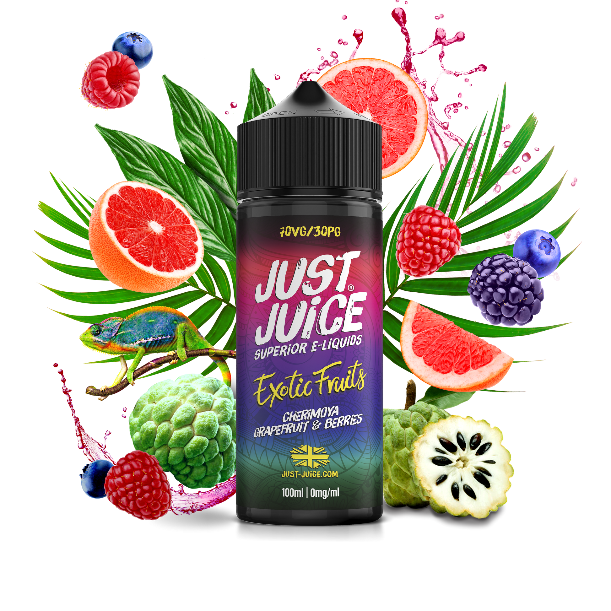 Just Juice | 100ml Shortfill Range | EXOTIC FRUITS | CHERIMOYA GRAPEFRUIT & BERRIES | 0mg - IFANCYONE WHOLESALE