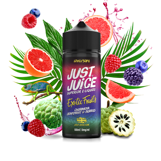 Just Juice | 100ml Shortfill Range | EXOTIC FRUITS | CHERIMOYA GRAPEFRUIT & BERRIES | 0mg - IFANCYONE WHOLESALE