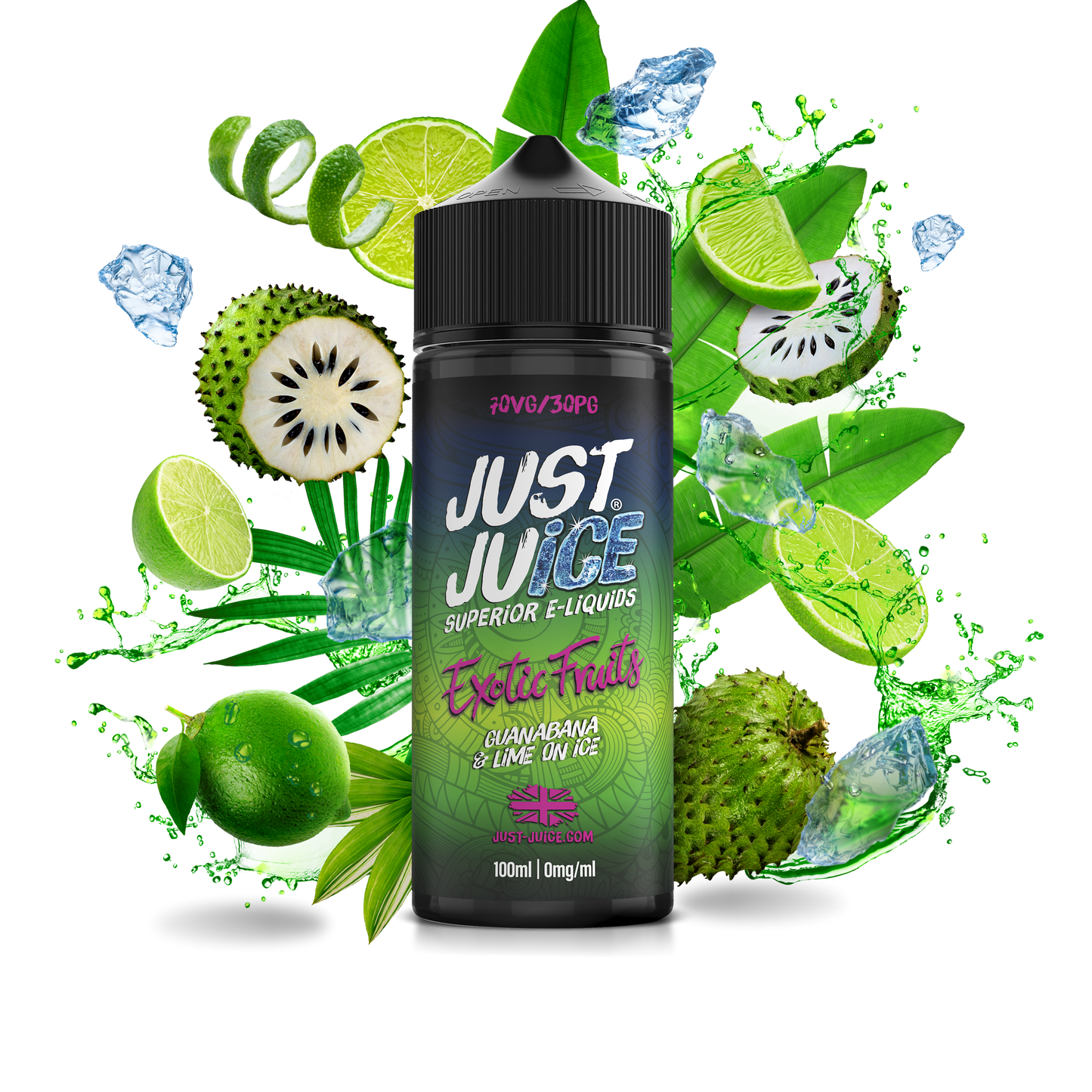 Just Juice | 100ml Shortfill Range | EXOTIC FRUITS | GUANABANA & LIME ON ICE | 0mg - IFANCYONE WHOLESALE