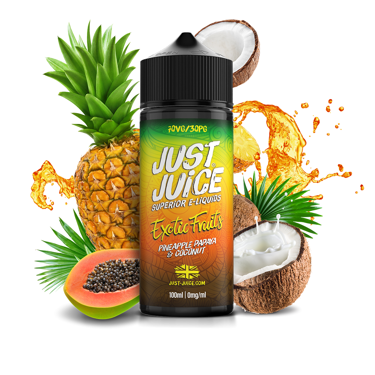 Just Juice | 100ml Shortfill Range | EXOTIC FRUITS | PINEAPPLE PAPAYA & COCONUT | 0mg - IFANCYONE WHOLESALE