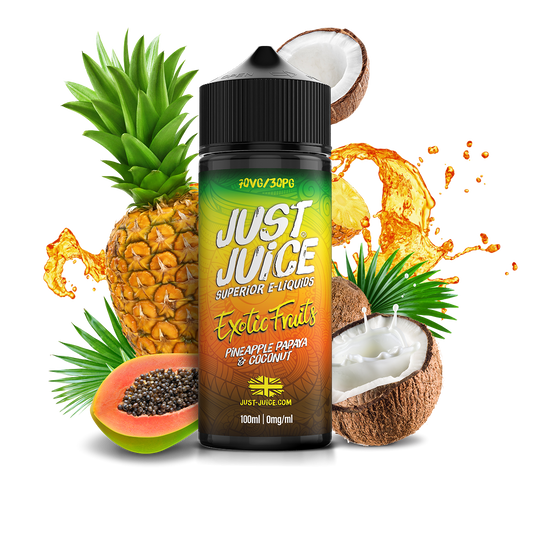 Just Juice | 100ml Shortfill Range | EXOTIC FRUITS | PINEAPPLE PAPAYA & COCONUT | 0mg - IFANCYONE WHOLESALE