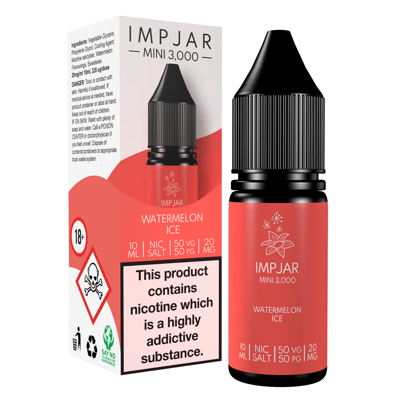 Imp Jar | Impjar Mini 3000 | 10ml Nicotine Salt E-Liquid Range | 10mg / 20mg Nic Salts | STRAWBERRY RASPBERRY CHERRY ICE - IFANCYONE WHOLESALE