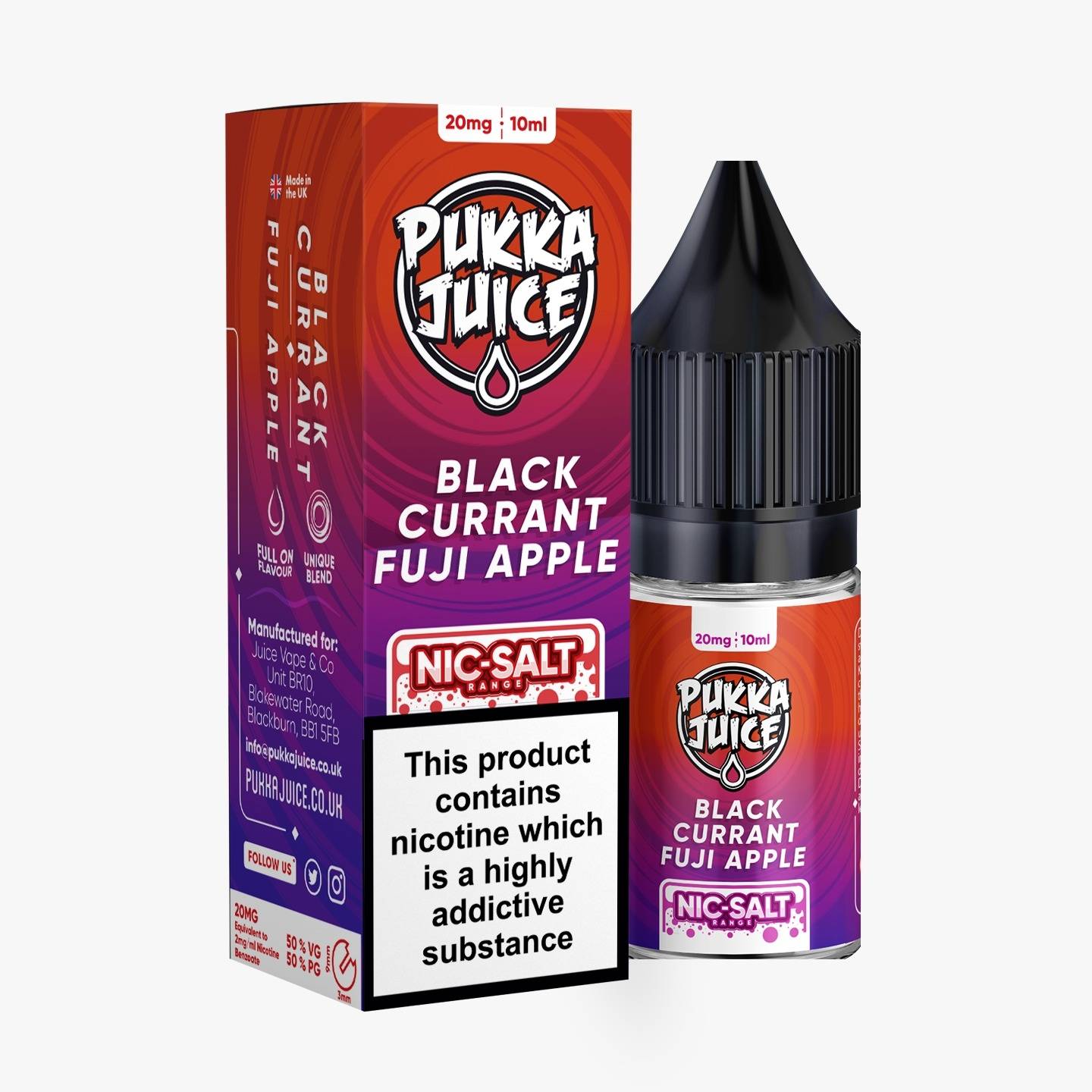 Pukka Juice Nicotine Salts | BLACKCURRANT FUJI APPLE | 10ml | 10mg / 20mg Nic Salt - IFANCYONE WHOLESALE