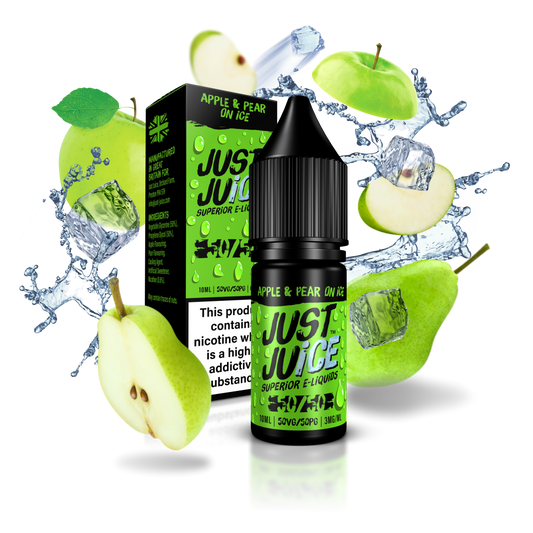 Just Juice 50:50 | APPLE & PEAR ON ICE | 10ml Single | Various Nicotine Strengths - IFANCYONE WHOLESALE