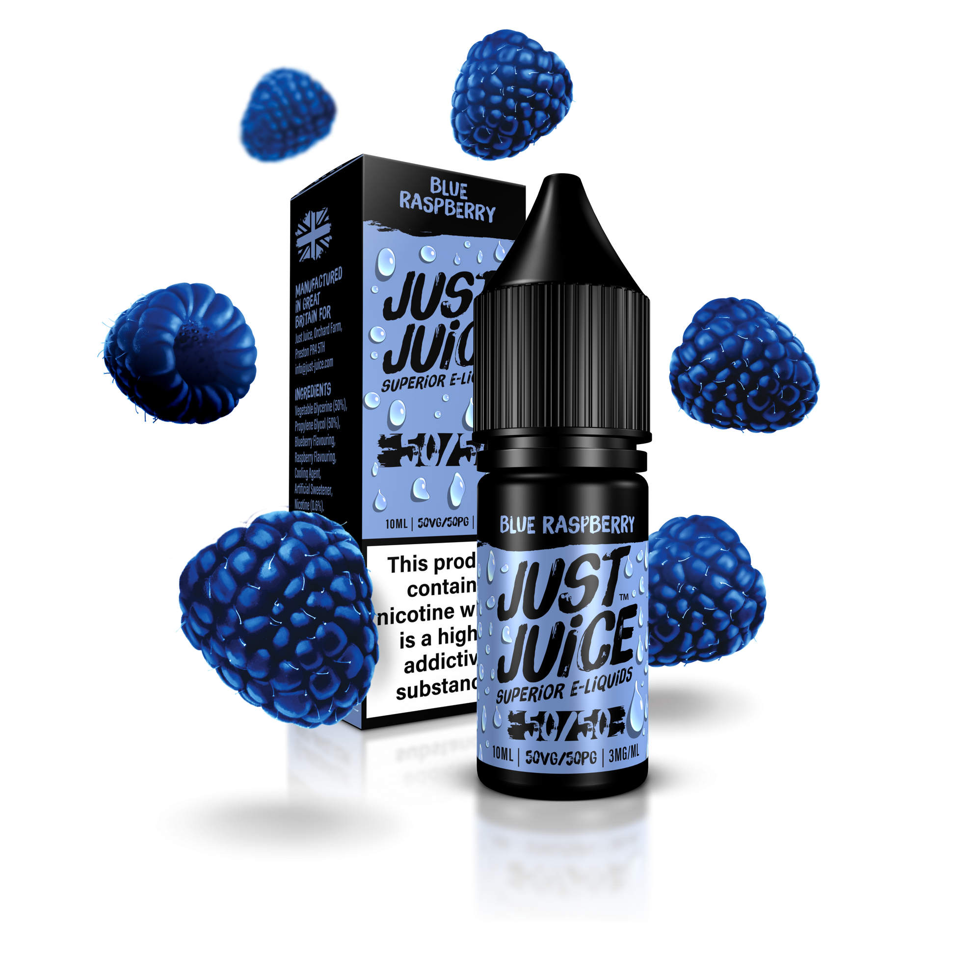 Just Juice 50:50 | BLUE RASPBERRY | 10ml Single | Various Nicotine Strengths - IFANCYONE WHOLESALE