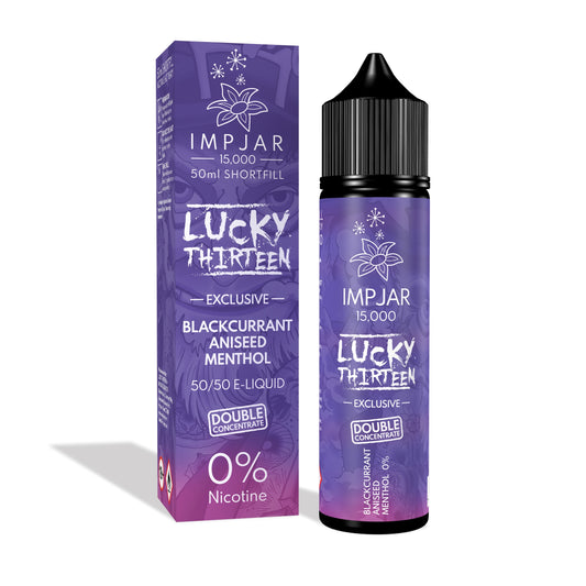 Imp Jar |Impjar x Lucky Thirteen 15000 | 50ml Shortfill Range | Double Concentrate | 0mg Nicotine | Blackcurrant Aniseed Menthol - IFANCYONE WHOLESALE