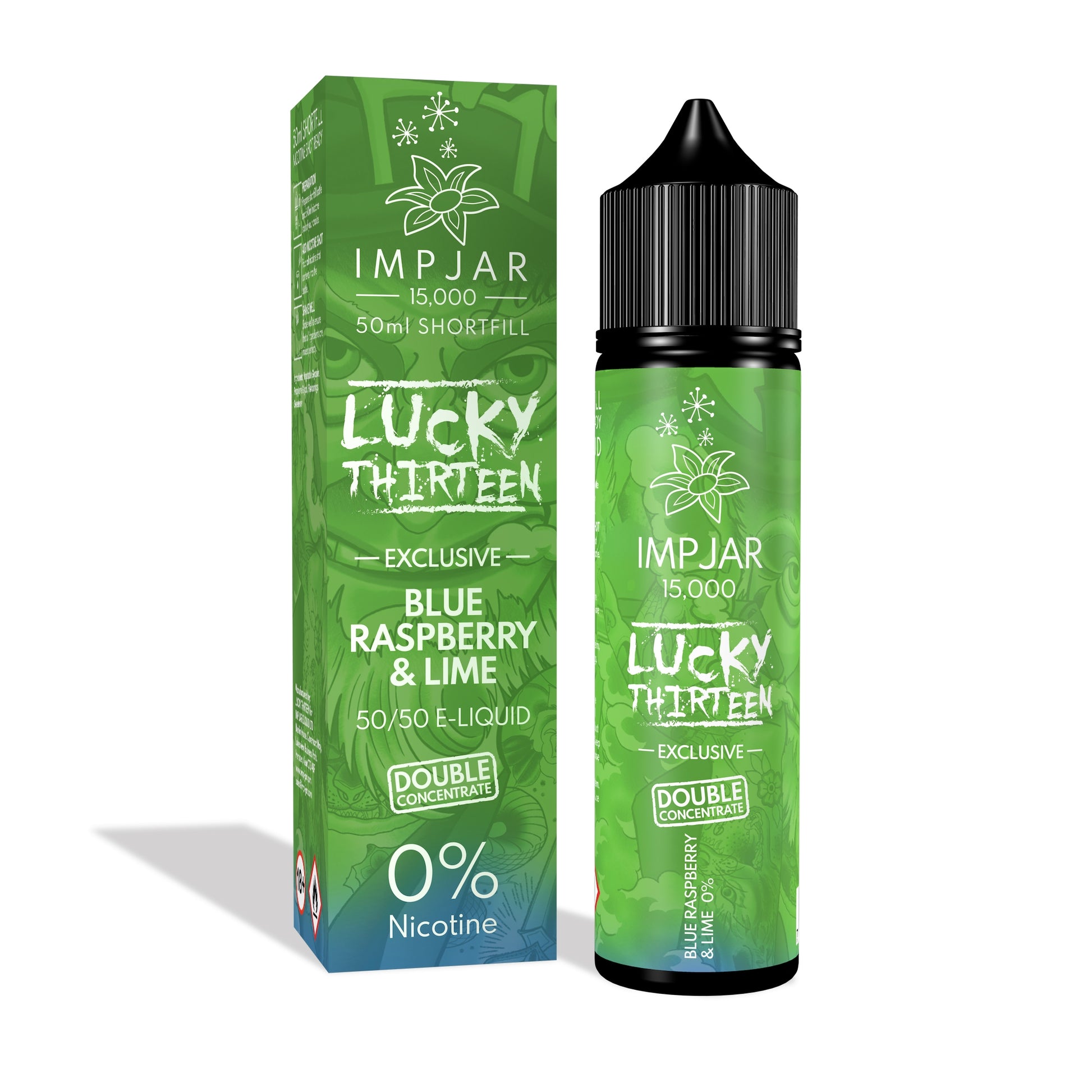 Imp Jar | Impjar x Lucky Thirteen 15000 | 50ml Shortfill Range | Double Concentrate | 0mg Nicotine | Blue Raspberry & Lime - IFANCYONE WHOLESALE