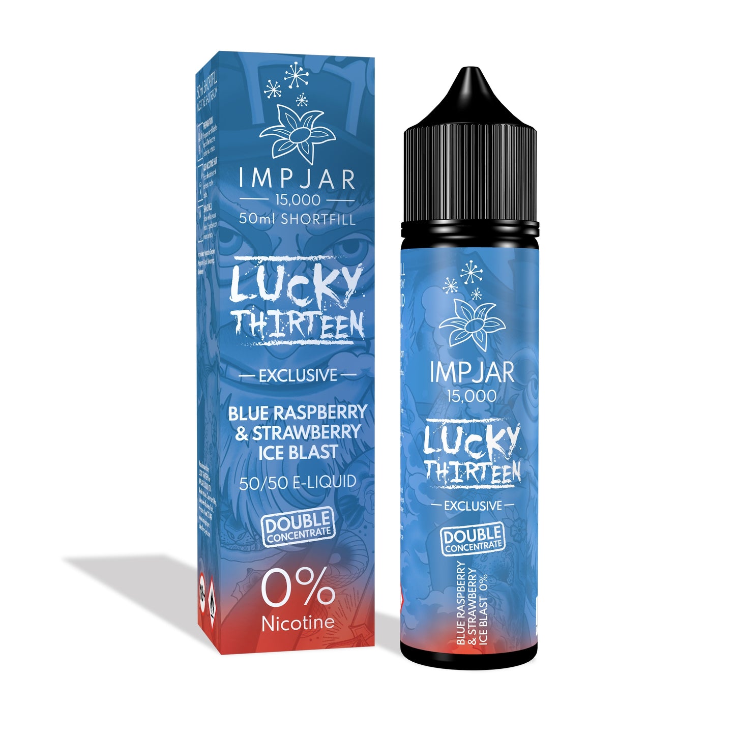 Imp Jar | Impjar x Lucky Thirteen 15000 | 50ml Shortfill Range | Double Concentrate | 0mg Nicotine | Blue Raspberry & Strawberry Ice Blast - IFANCYONE WHOLESALE