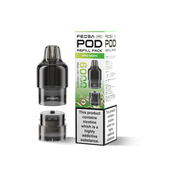 FEOBA | 6000 PRO Replacement Refill Pods | 2ml + 10ml Design | 20mg Nicotine Salts | Various Flavours