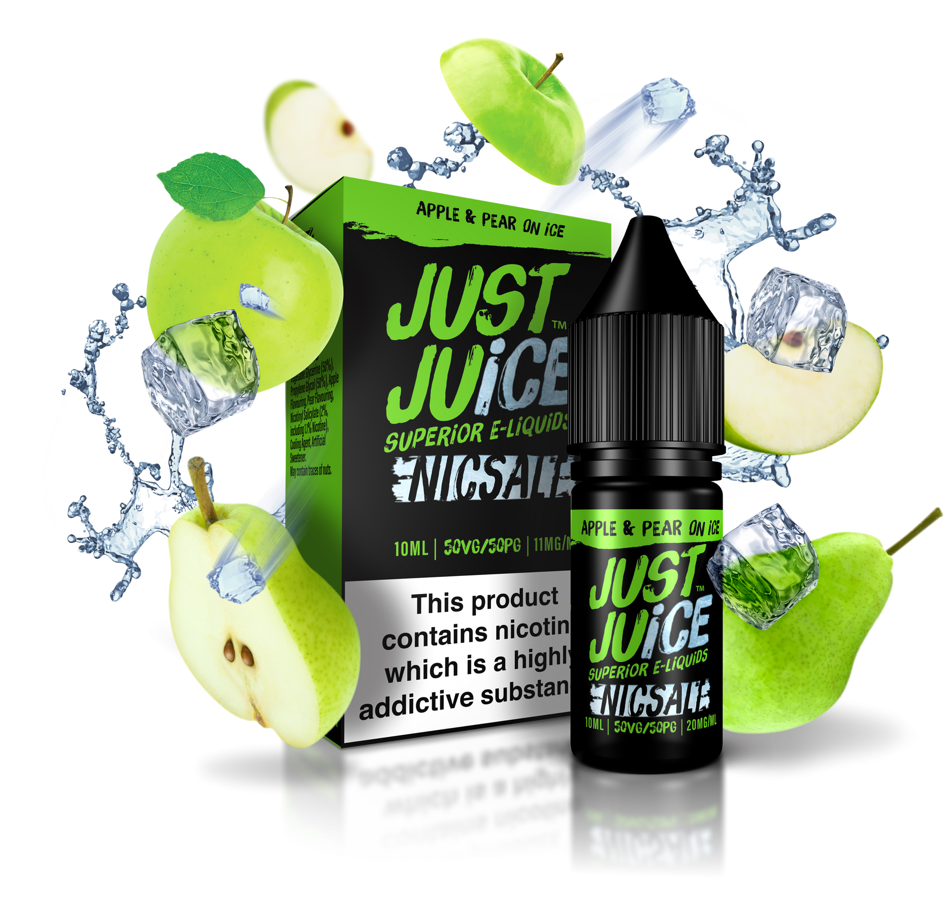 Just Juice Nic Salts | Apple & Pear on Ice | 10ml Single | 5mg / 11mg / 20mg Nicotine Salt - IFANCYONE WHOLESALE