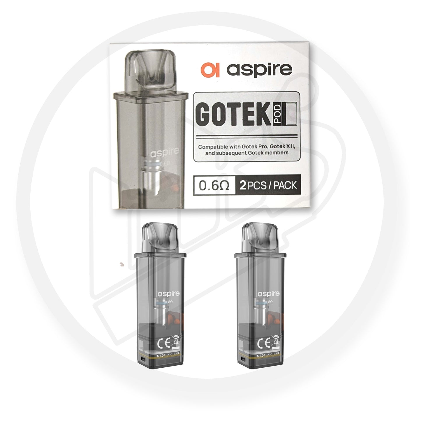 Aspire | GOTEK Replacement Pods | Pack of 2 | 0.6 Ohm Mesh Coil