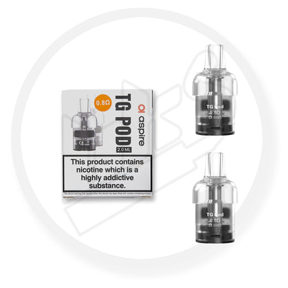 Aspire | TG Pod | Compatible with Cyber G | Pack of 2 | 2ml Version | 0.8 / 1.0 Ohm