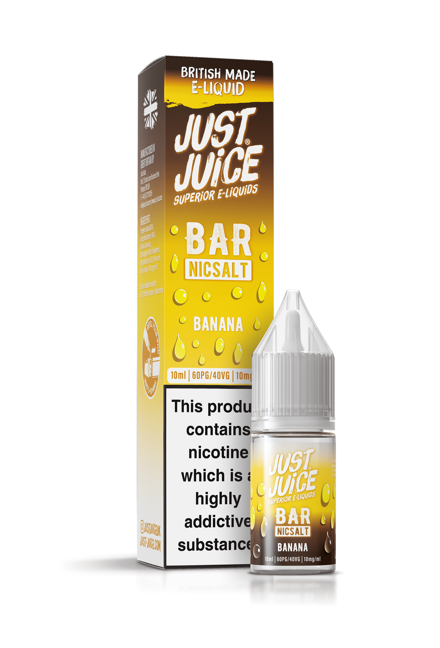 Just Juice Bar Range Nicotine Salts | 10ml Disposable Flavours | BANANA | 5mg / 10mg / 20mg Nic Salt - IFANCYONE WHOLESALE