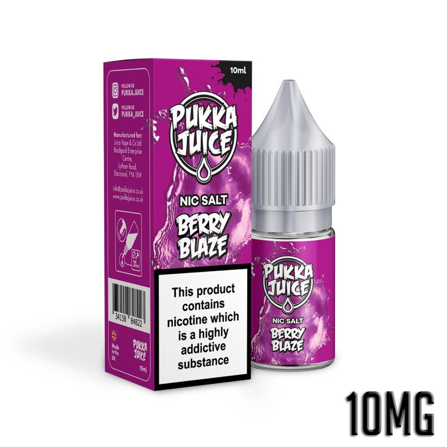 Pukka Juice Nicotine Salts | BERRY BLAZE | 10ml | 10mg / 20mg Nic Salt - IFANCYONE WHOLESALE