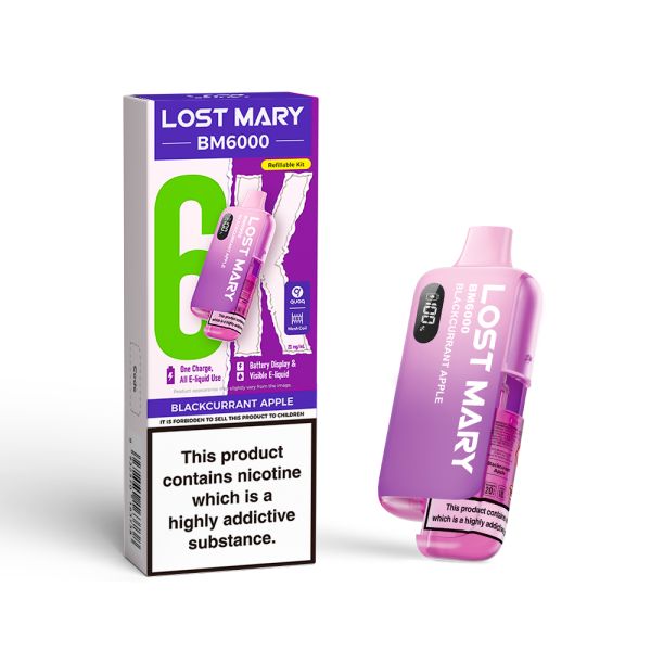 Lost Mary | BM6000 Pre-Filled Pod Vape Kit (Refillable Edition) | 1000mAh | 2ml + 10ml Design | 20mg Nicotine Salts | Various Flavours