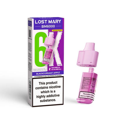 Lost Mary | BM6000 Replacement Refill Edition Single Pod | 2ml + 10ml Design | 20mg Nicotine Salts | Various Flavours