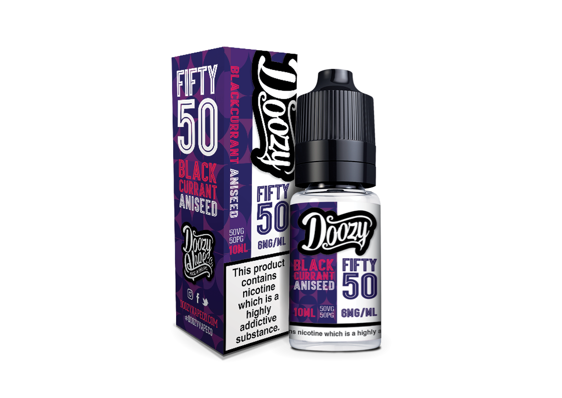 Doozy Vape Co | Fifty 50 TPD Range | 10ml Bottles | BLACKCURRANT ANISEED | Various Nicotine Strengths - IFANCYONE WHOLESALE