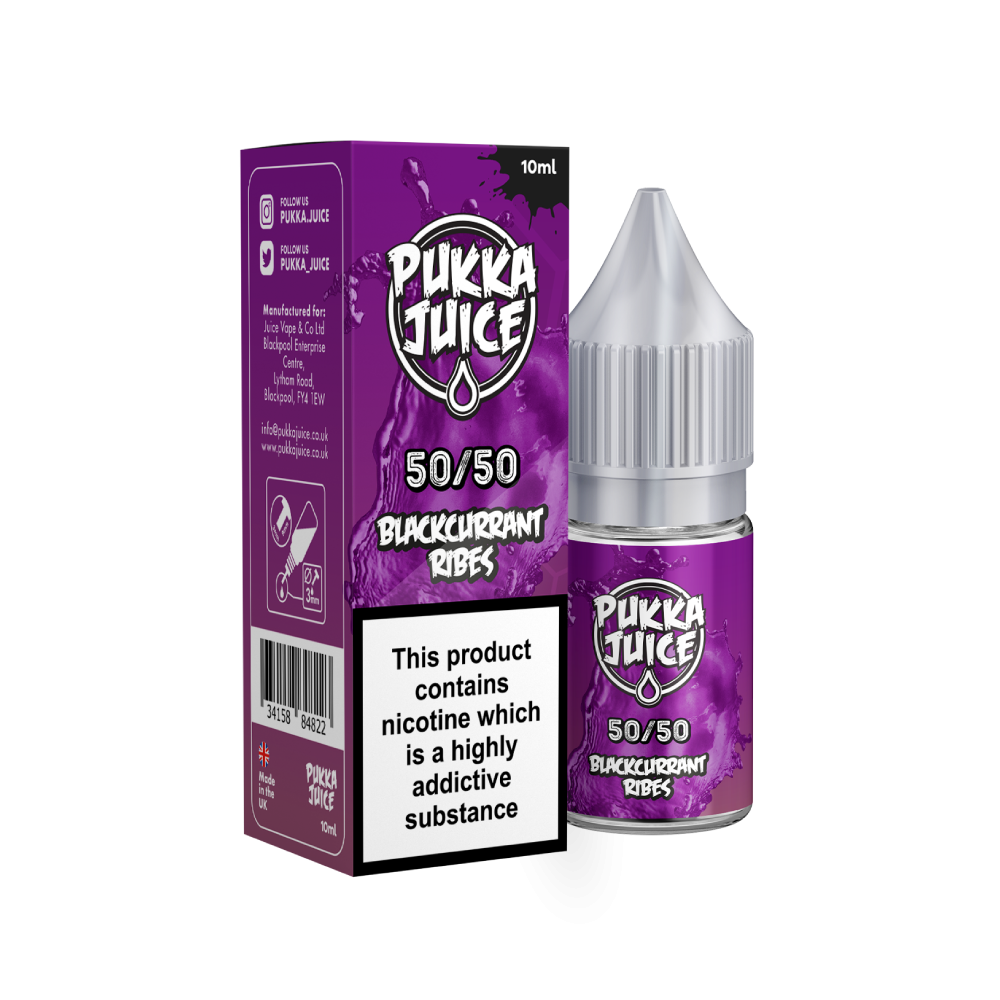 Pukka Juice | 50/50 Range | BLACKCURRANT RIBES | 10ml TPD Bottles | Various Nicotine Strength - IFANCYONE WHOLESALE