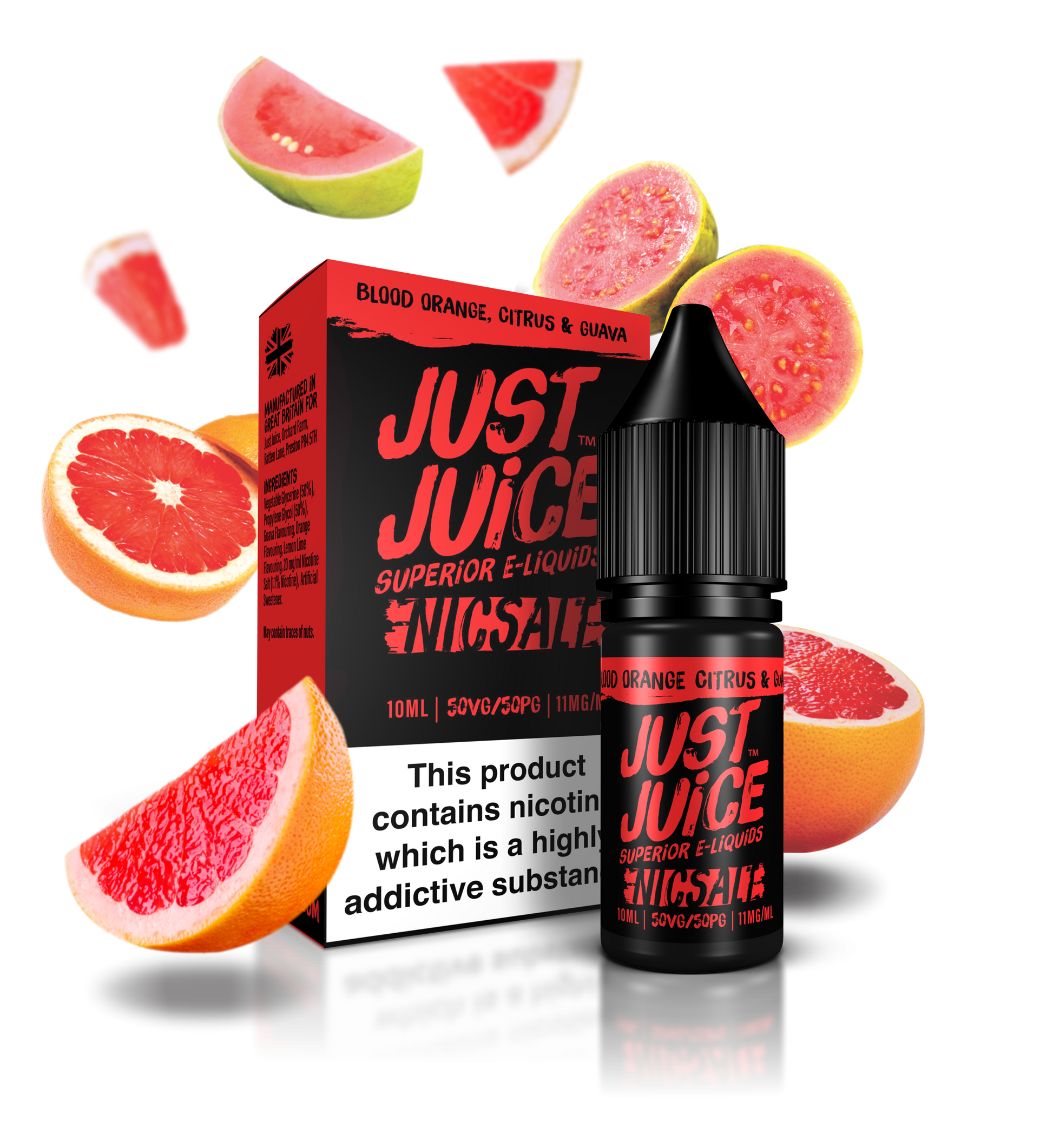 Just Juice Nic Salts | Blood Orange, Citrus & Guava | 10ml Single | 5mg / 11mg / 20mg Nicotine Salt - IFANCYONE WHOLESALE