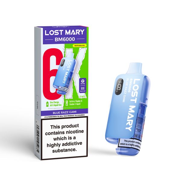 Lost Mary | BM6000 Pre-Filled Pod Vape Kit (Refillable Edition) | 1000mAh | 2ml + 10ml Design | 20mg Nicotine Salts | Various Flavours