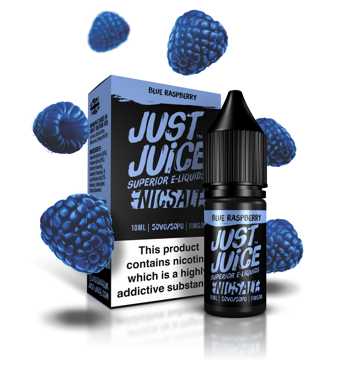 Just Juice Nic Salts | Blue Raspberry | 10ml Single | 5mg / 11mg / 20mg Nicotine Salt