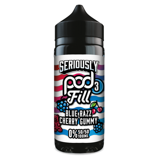 Seriously Pod Fill 3 by Doozy Vape Co | 50/50 VG/PG | Blue Razz Cherry Gummy | 100ml Shortfill | 0mg