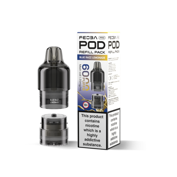 FEOBA | 6000 PRO Replacement Refill Pods | 2ml + 10ml Design | 20mg Nicotine Salts | Various Flavours
