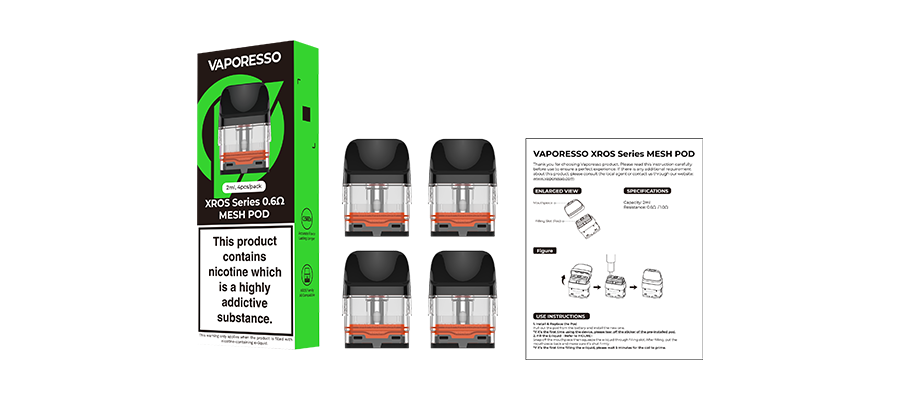 Vaporesso | XROS Series Replacement Pods | 2ml | 0.6 Ohm Mesh | Pack of 4 - IFANCYONE WHOLESALE