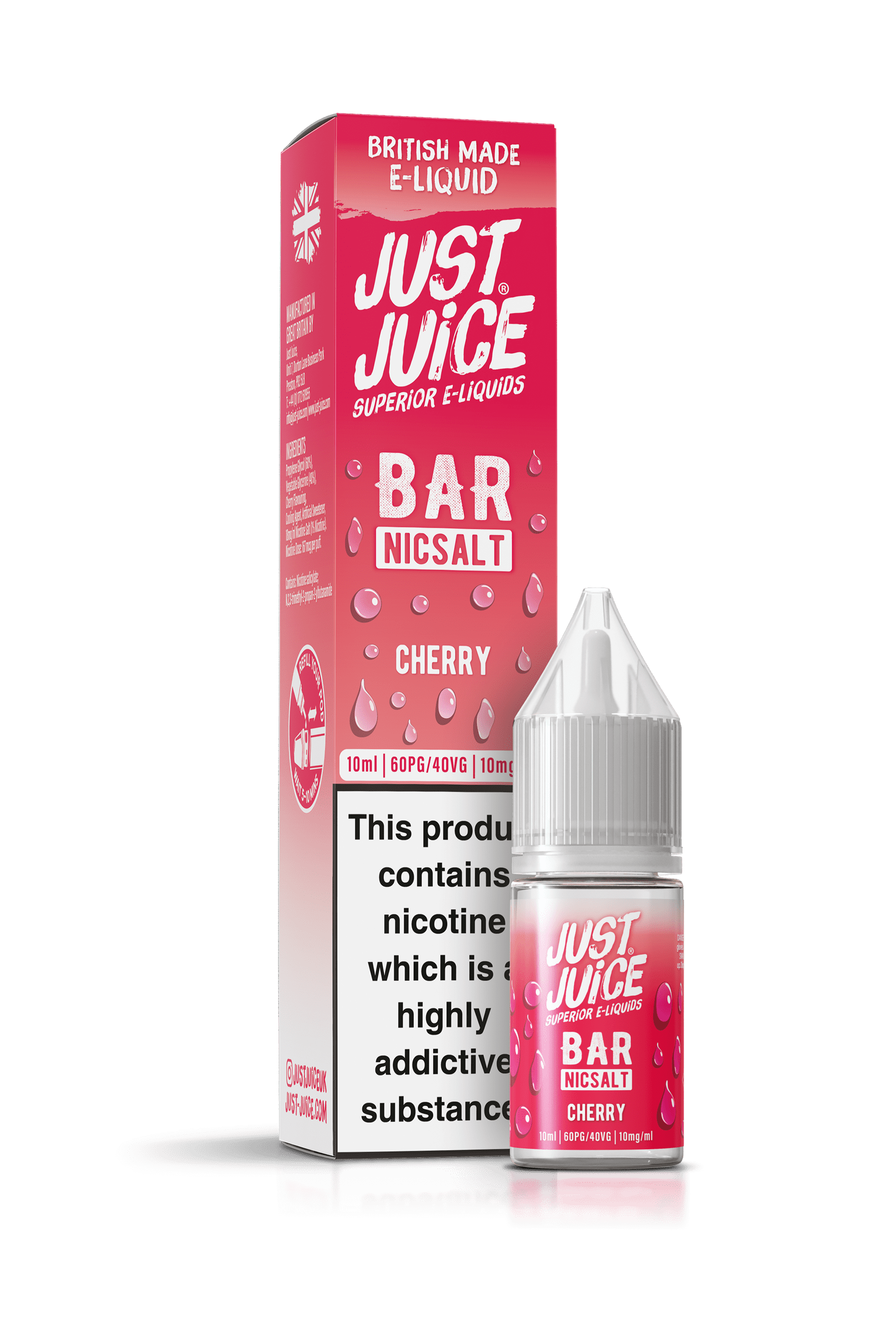 Just Juice Bar Range Nicotine Salts | 10ml Disposable Flavours | CHERRY | 5mg / 10mg / 20mg Nic Salt - IFANCYONE WHOLESALE