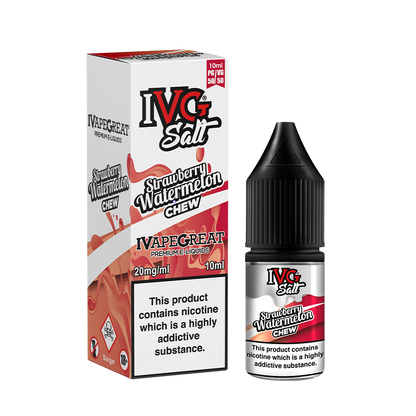 I VG Salts | STRAWBERRY WATERMELON CHEW | 10ml Single | 10mg / 20mg Nicotine Salts