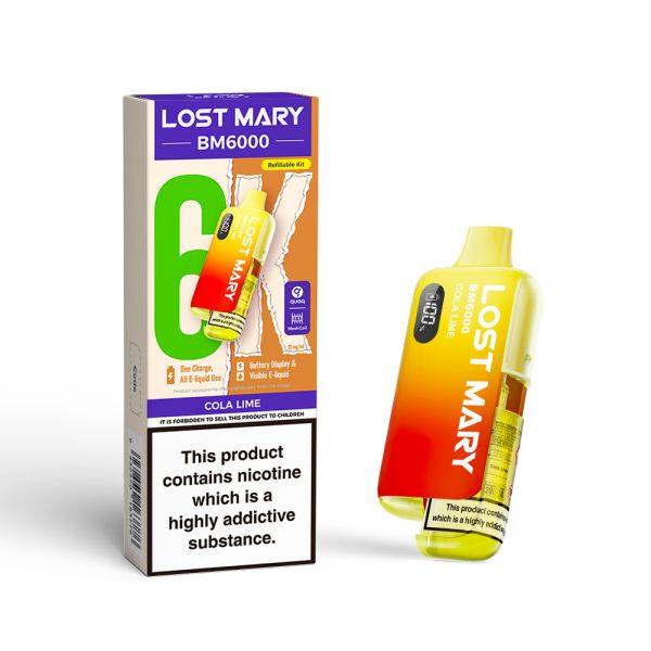 Lost Mary | BM6000 Pre-Filled Pod Vape Kit (Refillable Edition) | 1000mAh | 2ml + 10ml Design | 20mg Nicotine Salts | Various Flavours