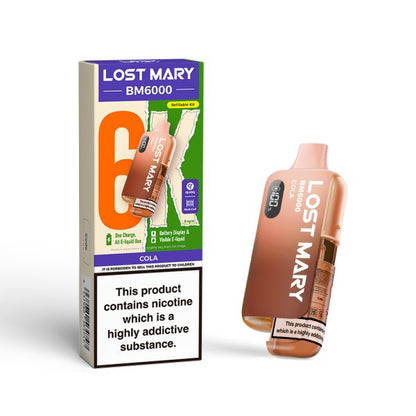 Lost Mary | BM6000 Pre-Filled Pod Vape Kit (Refillable Edition) | 1000mAh | 2ml + 10ml Design | 20mg Nicotine Salts | Various Flavours