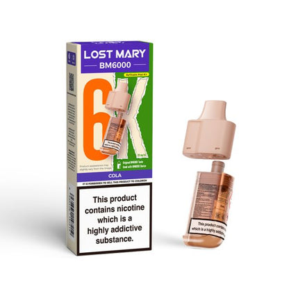 Lost Mary | BM6000 Replacement Refill Edition Single Pod | 2ml + 10ml Design | 20mg Nicotine Salts | Various Flavours