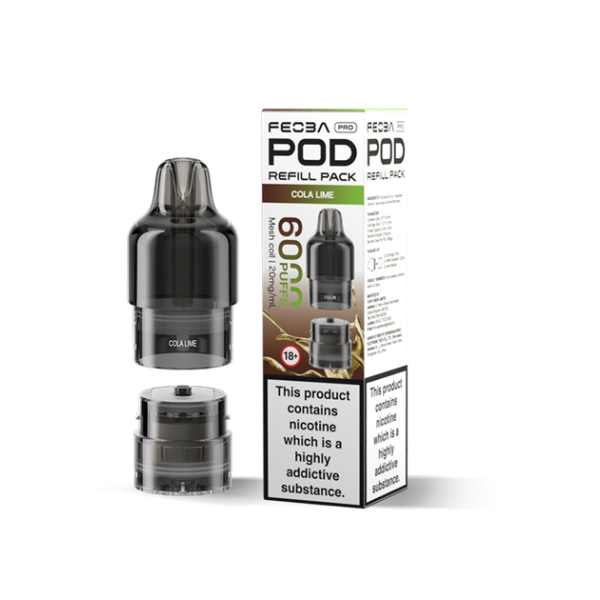 FEOBA | 6000 PRO Replacement Refill Pods | 2ml + 10ml Design | 20mg Nicotine Salts | Various Flavours