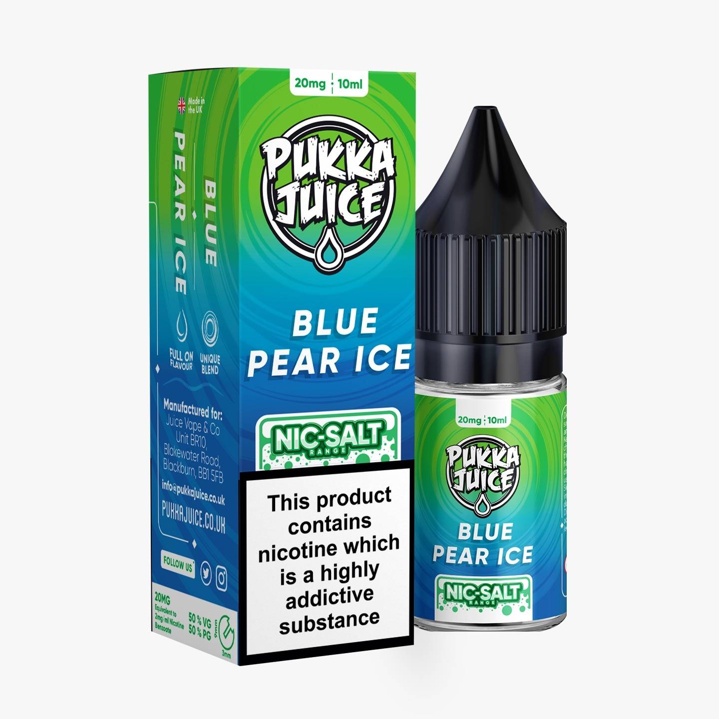 Pukka Juice Nicotine Salts | BLUE PEAR ICE | 10ml | 10mg / 20mg Nic Salt - IFANCYONE WHOLESALE