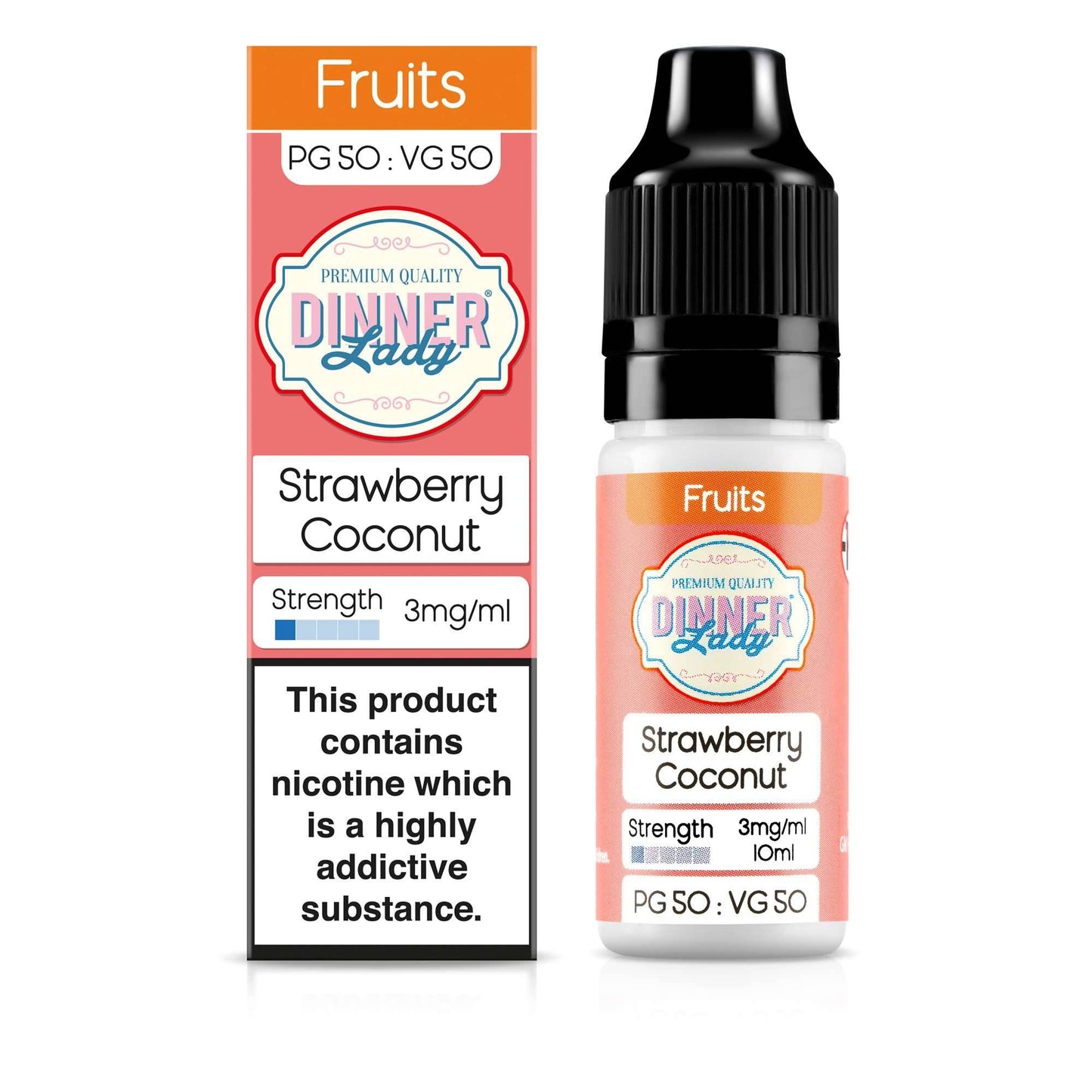 Dinner Lady 50/50 Range | Fruits | Strawberry Coconut | 10ml Single | Various Nicotine Strengths