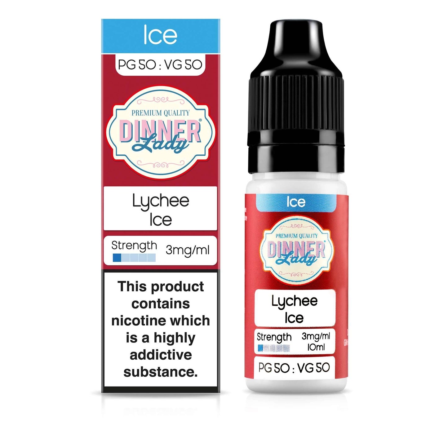 Dinner Lady 50/50 Range | Ice | Lychee Ice | 10ml Single | Various Nicotine Strengths